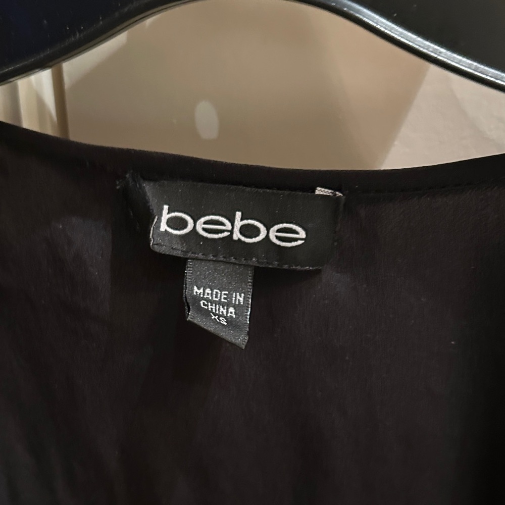 bebe Black Top with Logo Tag Detail